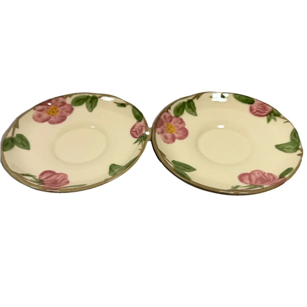 Franciscan Earthenware Desert Rose Saucers, Set of Two, Vintage, Made in England